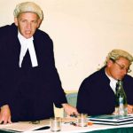 Tom Percy QC and Mark Trowell QC at Law Society Advocacy Training seminar circa 2002